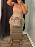 Robe bustier longue beige